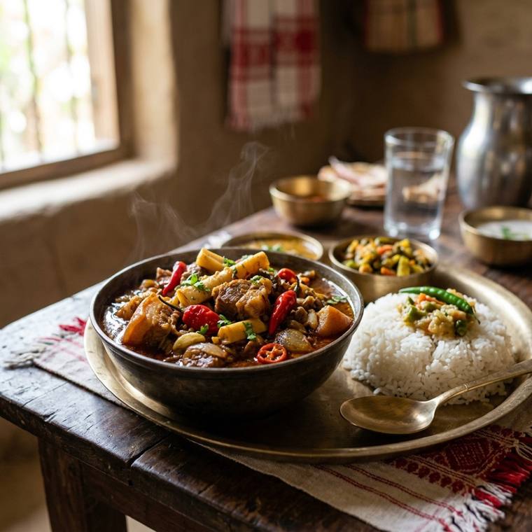 Pork Bhut Jolokia, a Assam dish, 319 kcal per serving