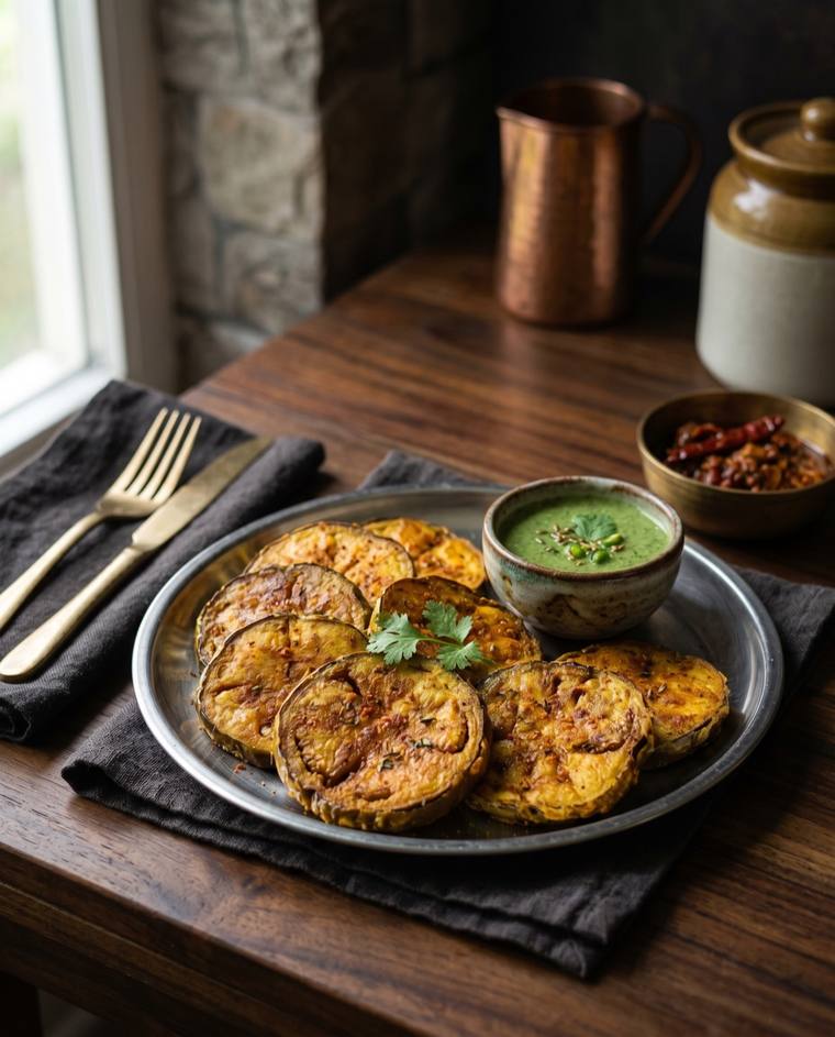 Begun Bhaja, a West Bengal dish, 68 kcal per serving