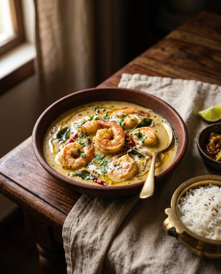 Chingri Malaikari, a West Bengal dish, 201 kcal per serving