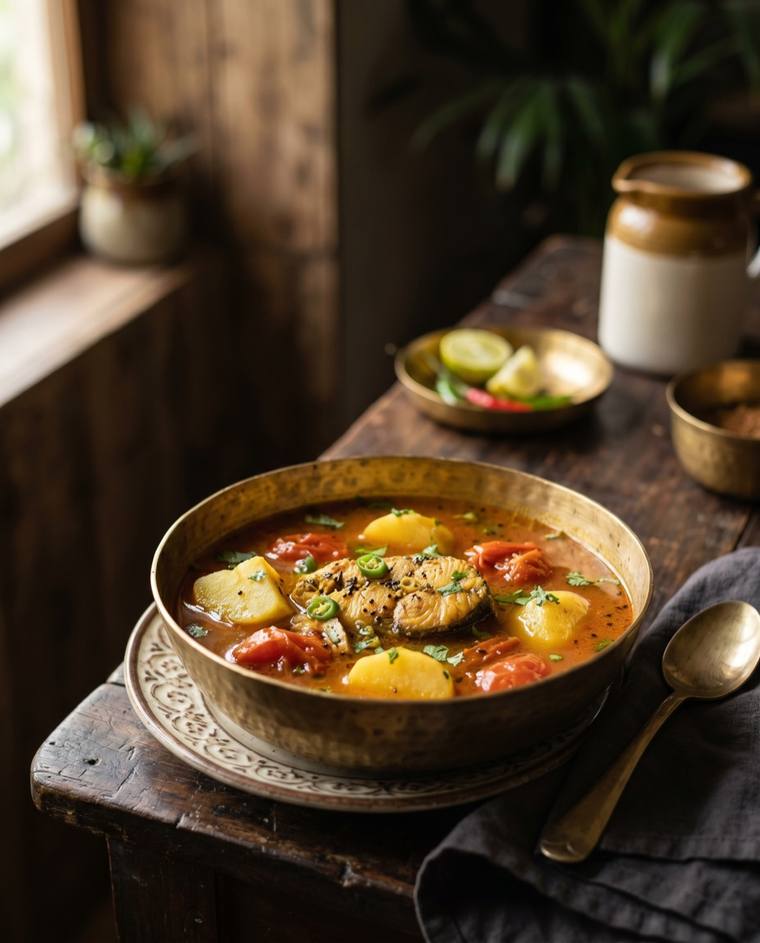 Macher Jhol, a West Bengal dish, 209 kcal per serving