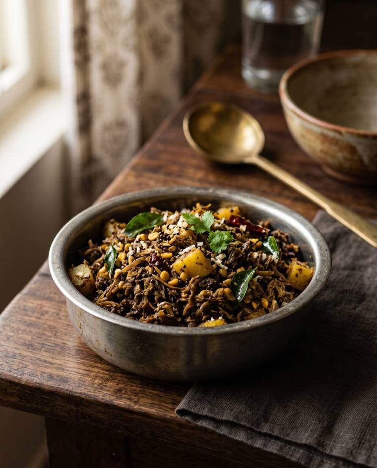 Mochar Ghonto, a West Bengal dish, 113 kcal per serving