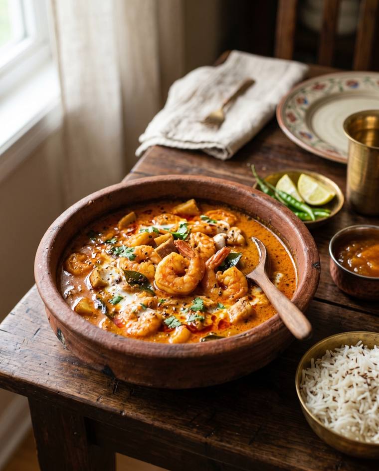 Goan Prawn Curry, a Goa dish, 200 kcal per serving