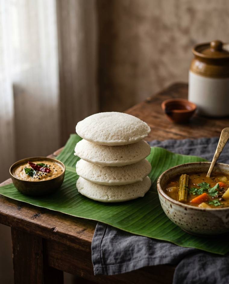 Sannas, a Goa dish, 217 kcal per serving