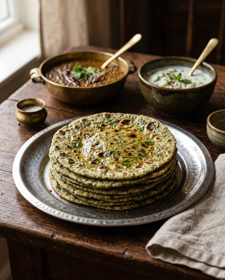 Methi Thepla, a Gujarat dish, 241 kcal per serving