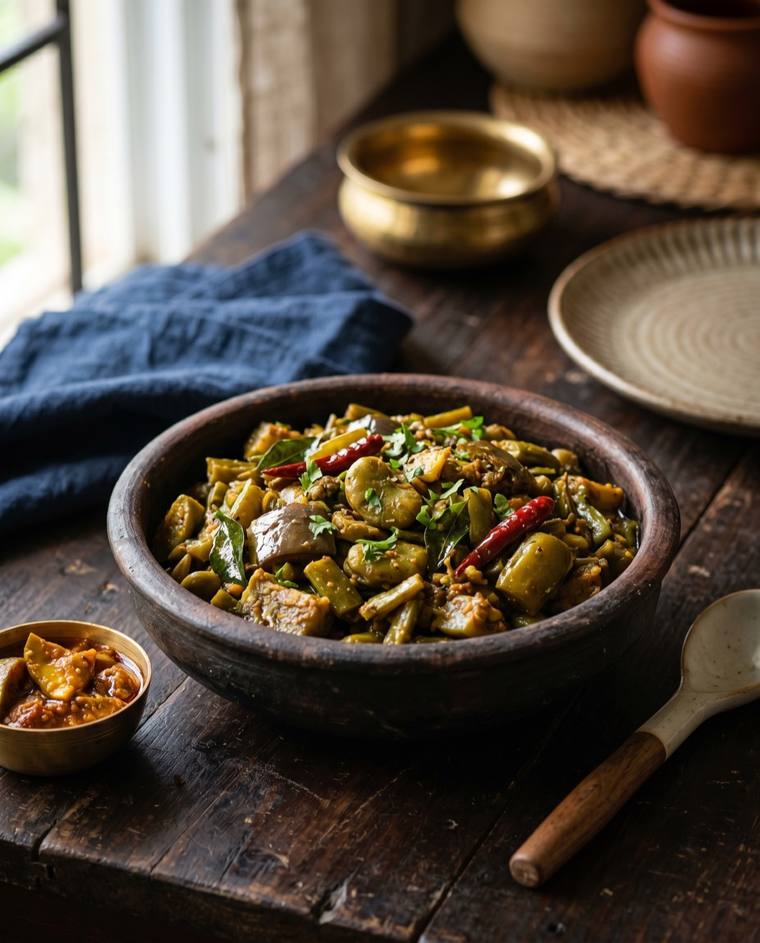 Undhiyu, a Gujarat dish, 177 kcal per serving