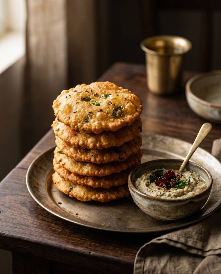 Dhuska, a Jharkhand dish, 225 kcal per serving