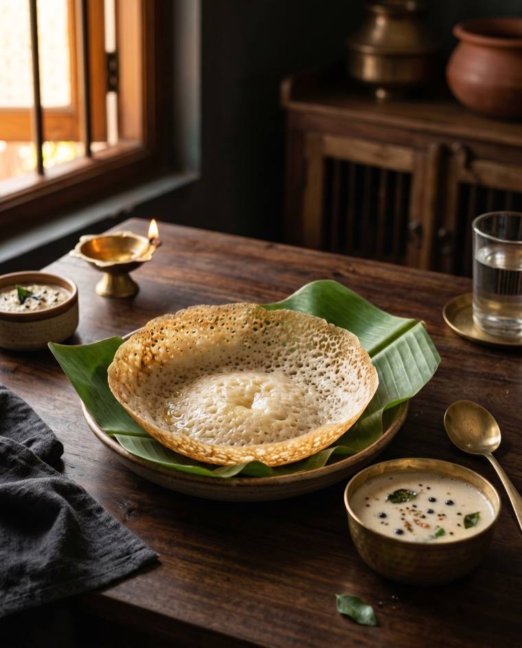 Kerala Appam, a Kerala dish, 220 kcal per serving