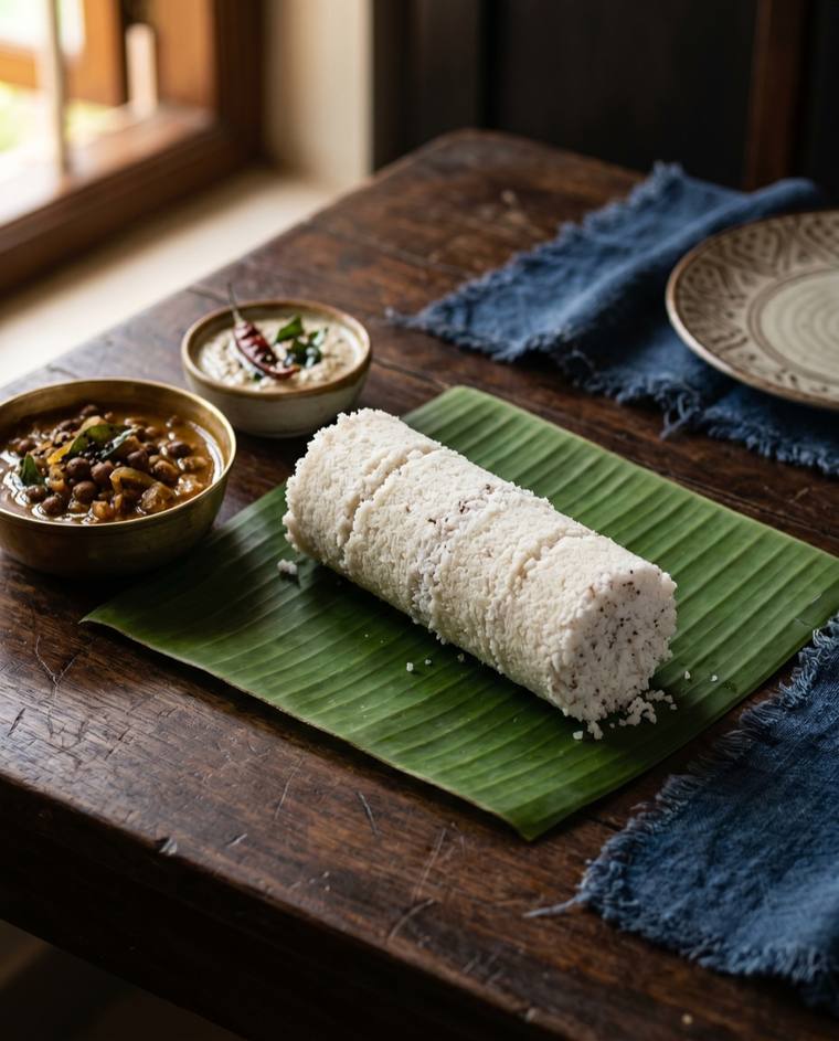 Puttu, a Kerala dish, 239 kcal per serving
