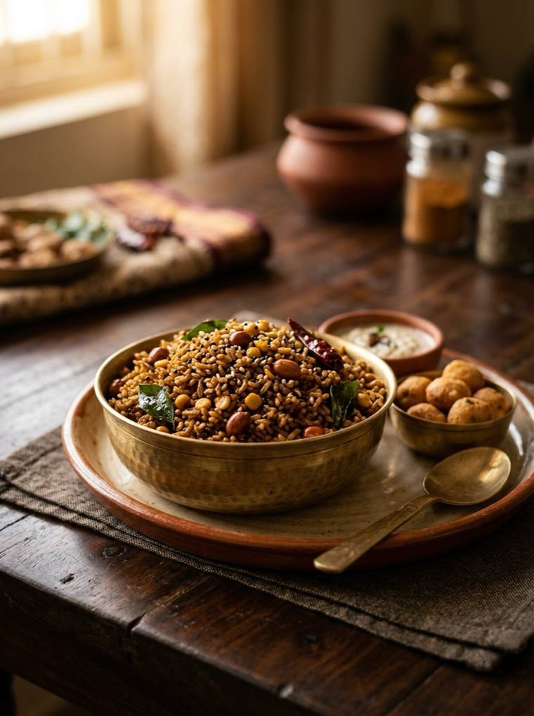 Puliyogare, a Karnataka dish, 356 kcal per serving