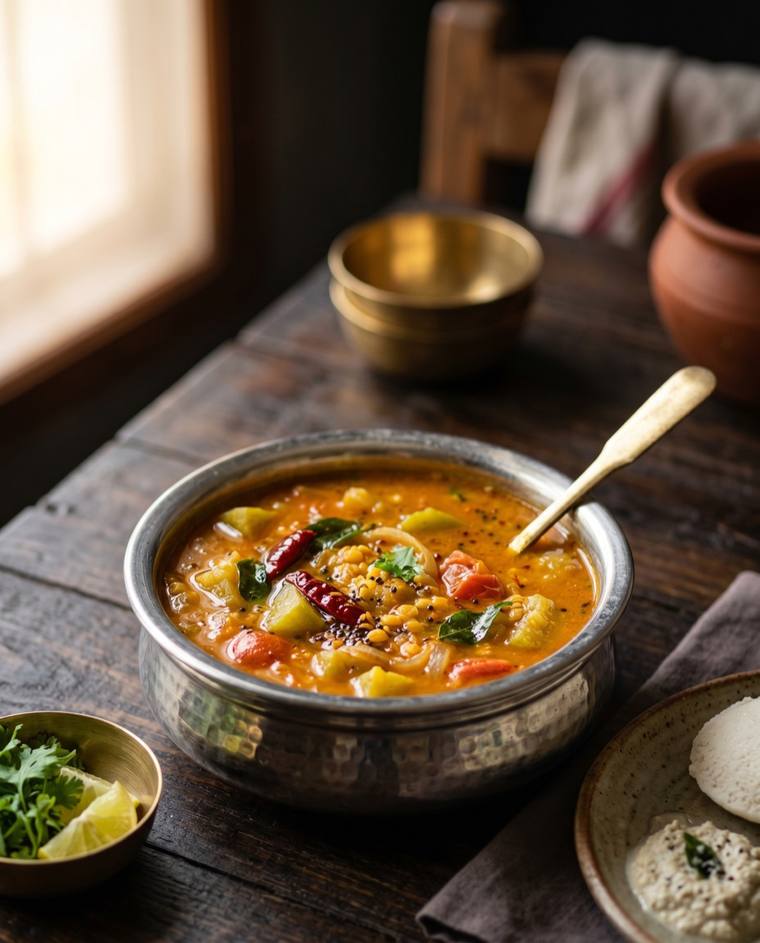 Udupi Sambar, a Karnataka dish, 177 kcal per serving