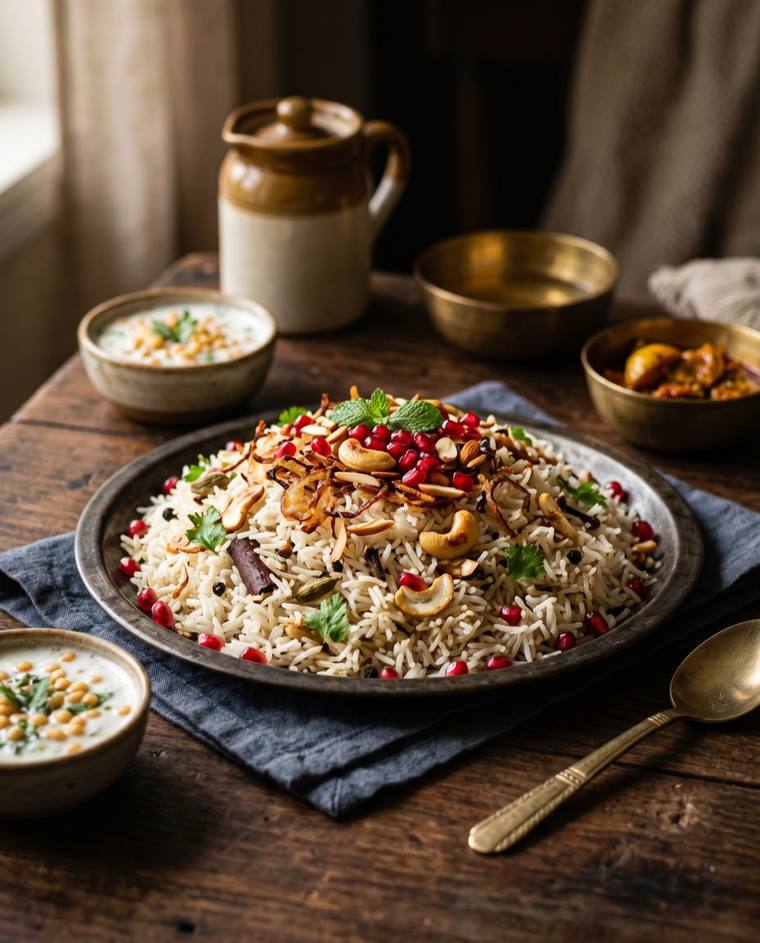 Kashmiri Pulao, a Jammu & Kashmir dish, 279 kcal per serving
