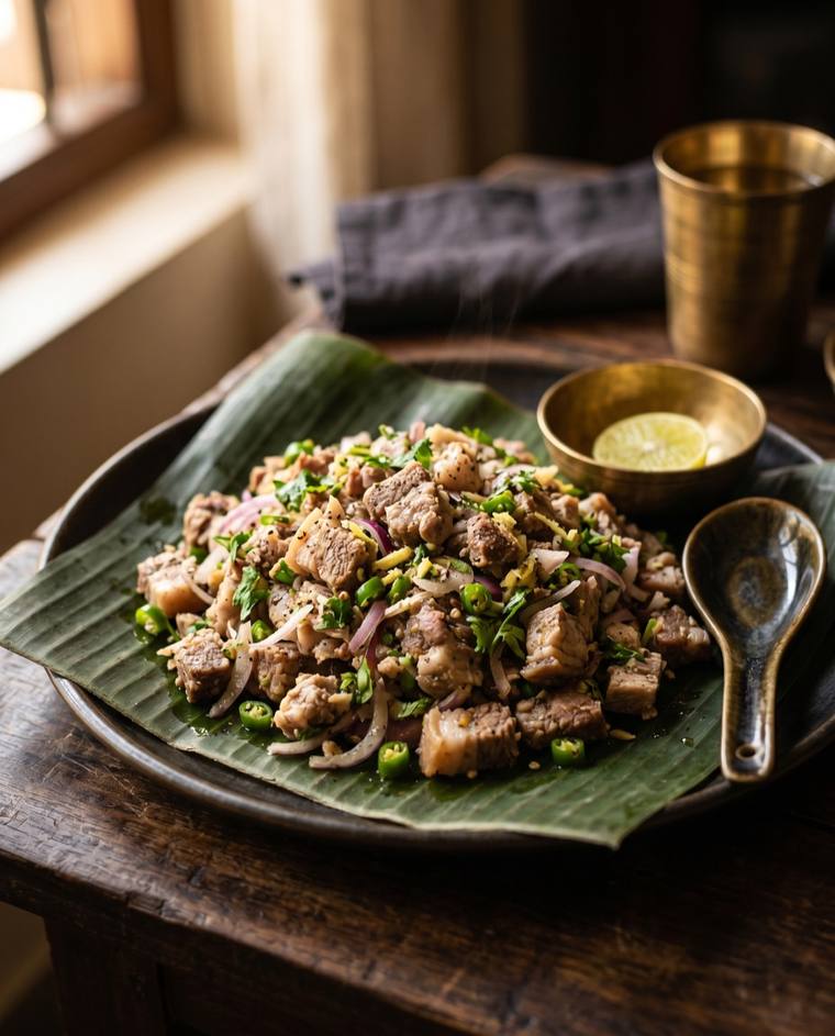 Dohkhleh, a Meghalaya dish, 117 kcal per serving