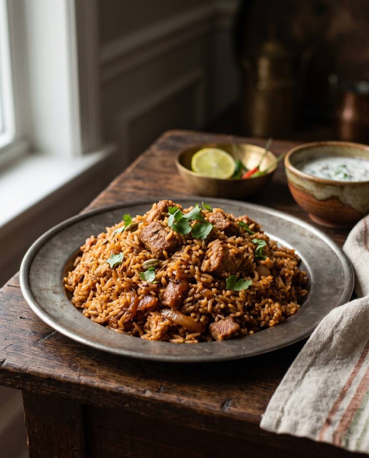 Jadoh, a Meghalaya dish, 296 kcal per serving