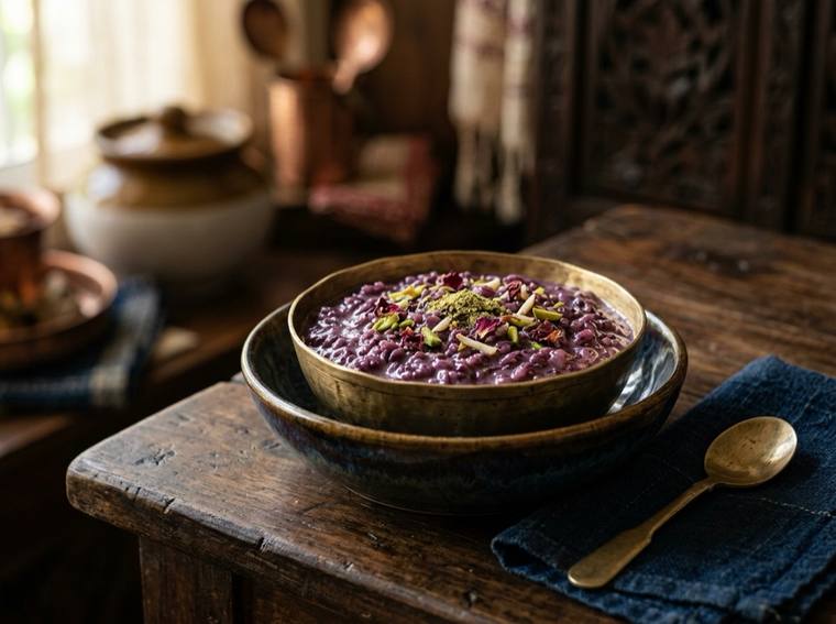 Chak-hao Kheer, a Manipur dish, 424 kcal per serving