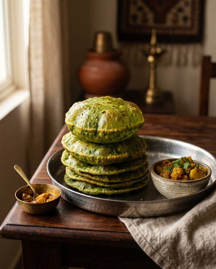Palak Puri, a Madhya Pradesh dish, 217 kcal per serving