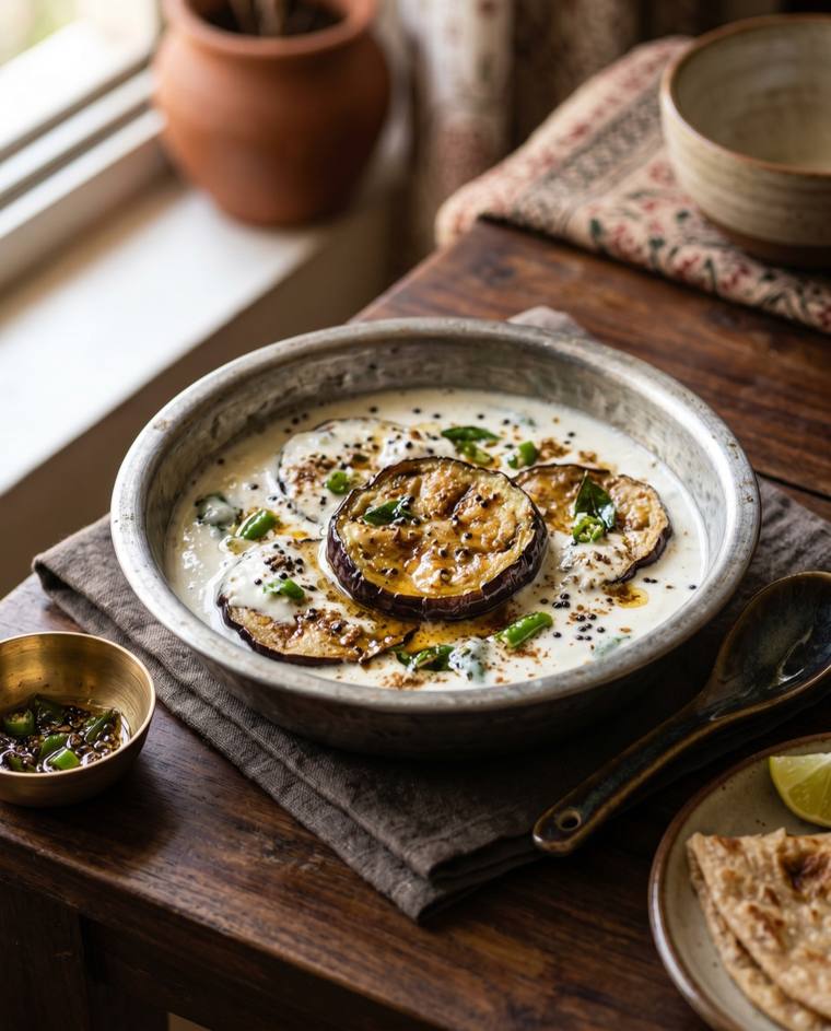 Dahi Baigana, a Odisha dish, 82 kcal per serving