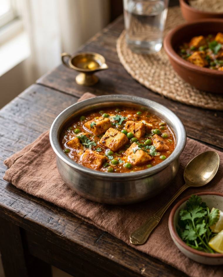 Matar Paneer, a Punjab dish, 240 kcal per serving