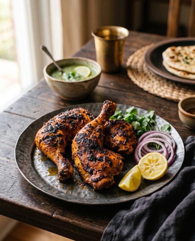 Tandoori Chicken, a Punjab dish, 351 kcal per serving