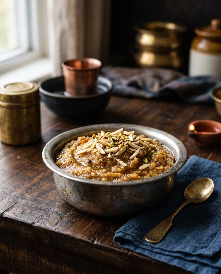 Moong Dal Halwa, a Rajasthan dish, 252 kcal per serving