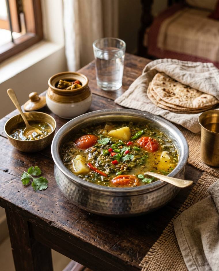 Gundruk Soup, a Sikkim dish, 39 kcal per serving