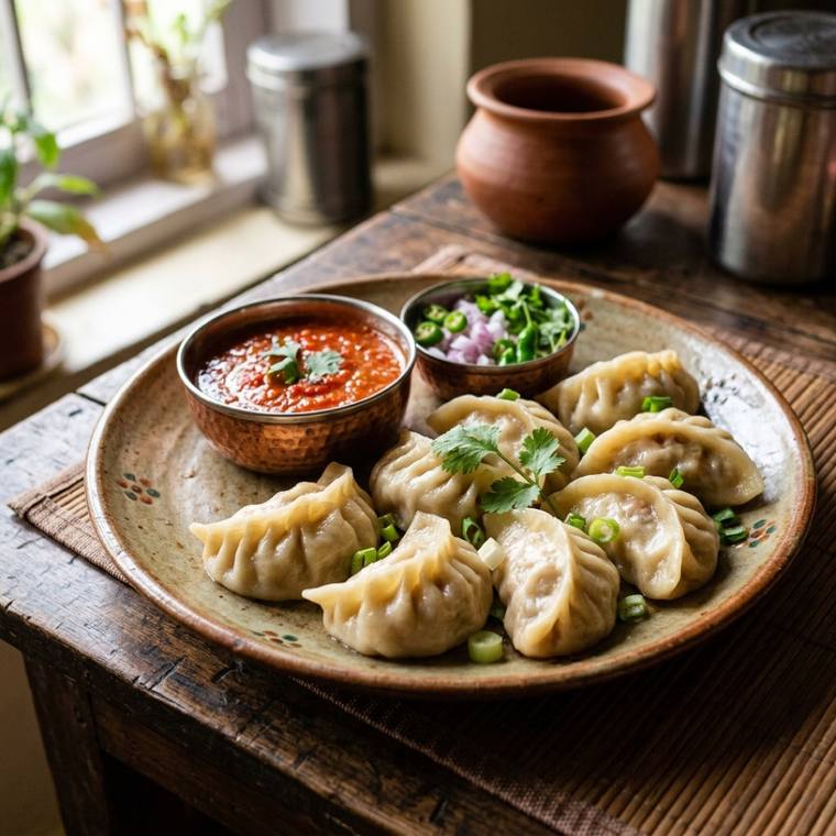 Pork Momo, a Sikkim dish, 321 kcal per serving