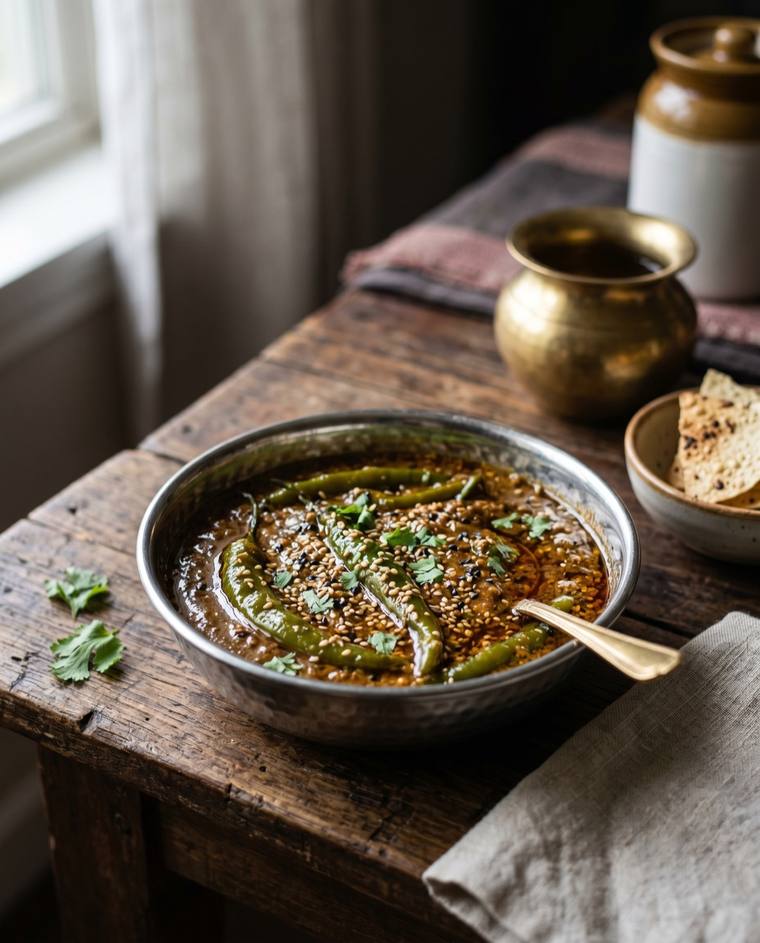 Mirchi ka Salan, a Telangana dish, 208 kcal per serving
