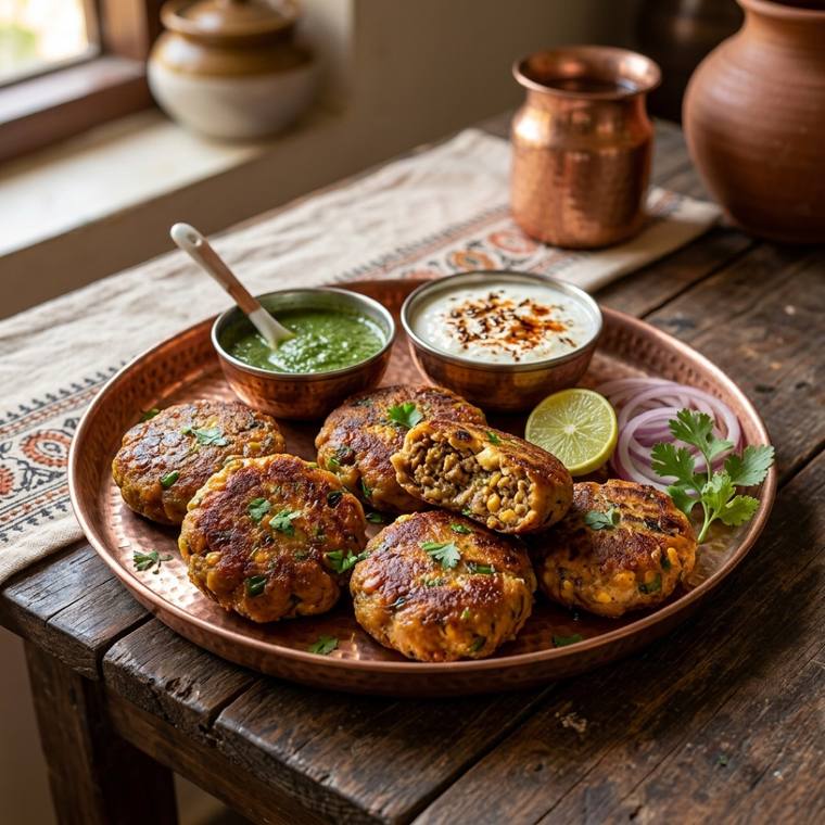 Shikampuri Kebab, a Telangana dish, 349 kcal per serving