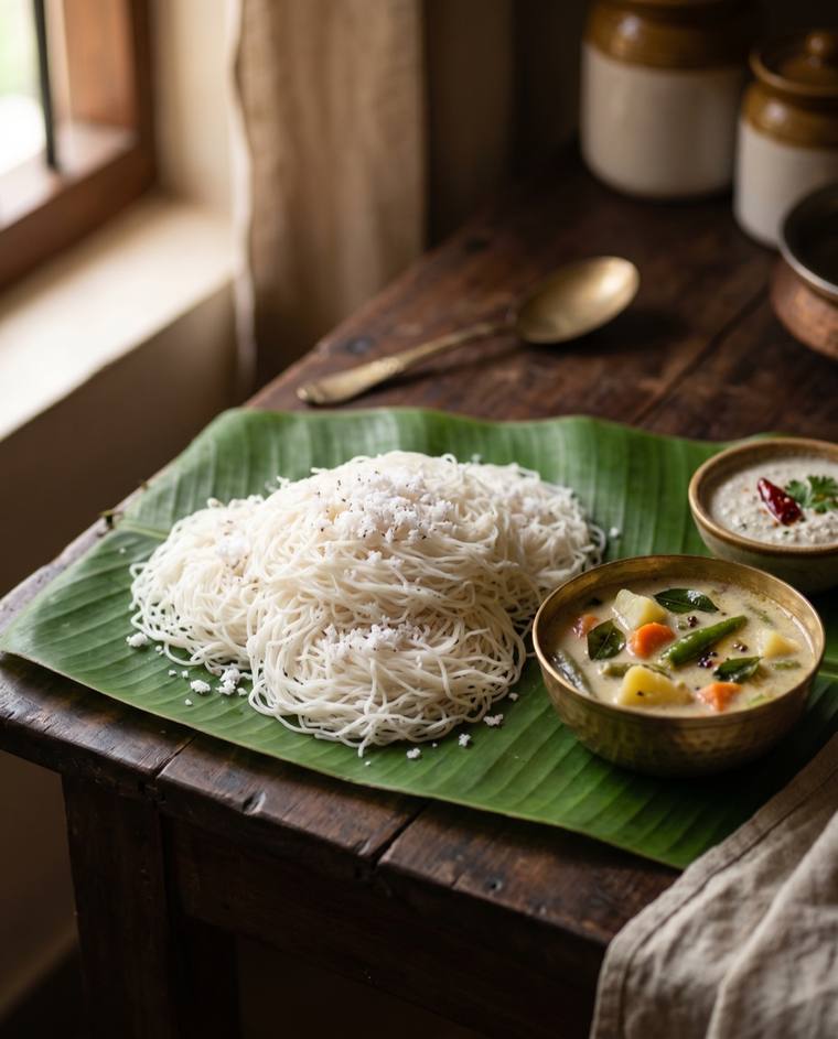 Idiyappam, a Tamil Nadu dish, 209 kcal per serving
