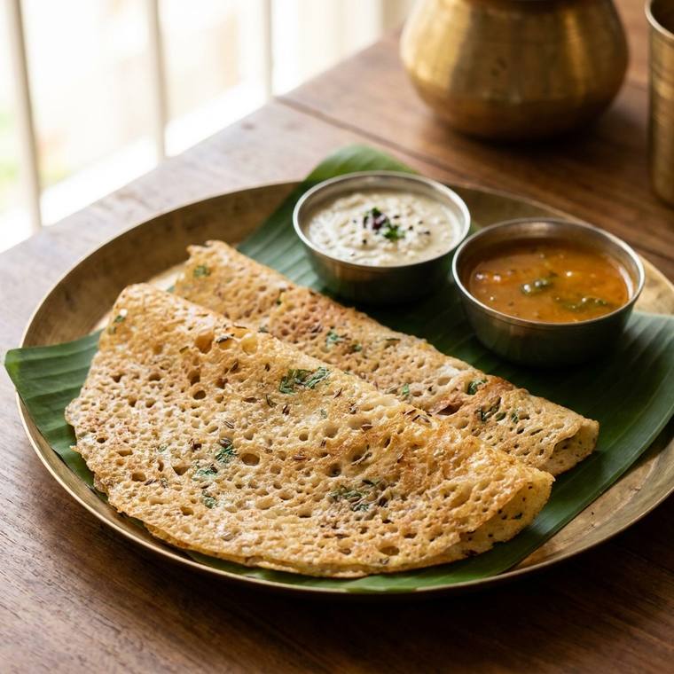 Rava Dosa, a Tamil Nadu dish, 251 kcal per serving