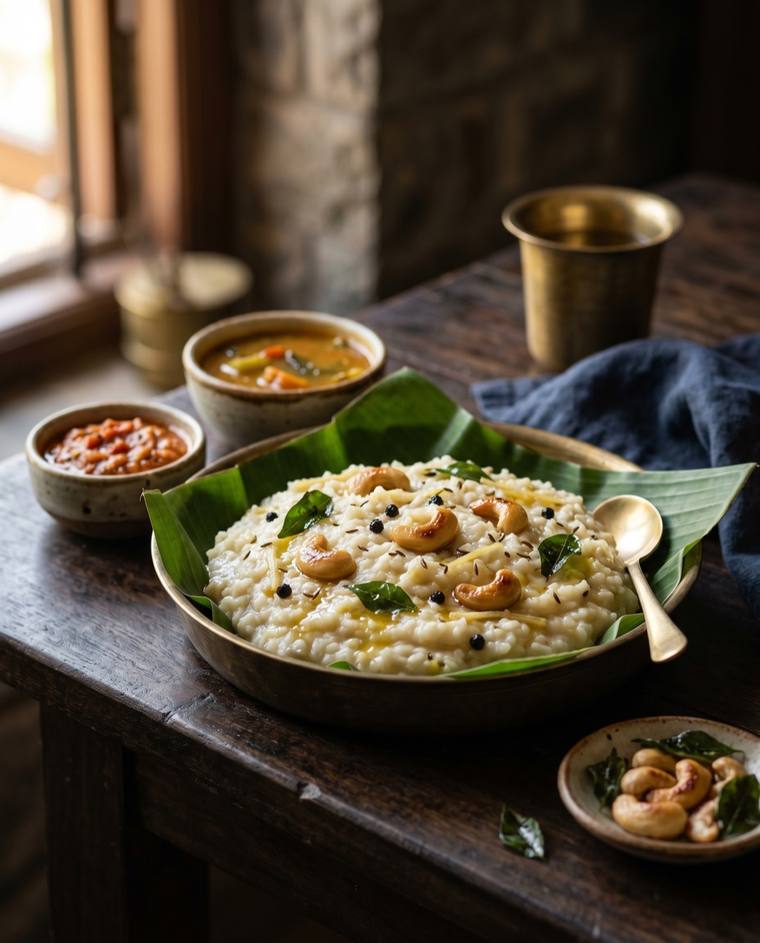 Ven Pongal, a Tamil Nadu dish, 279 kcal per serving