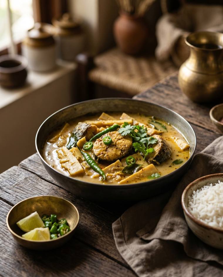 Berma Fish Curry, a Tripura dish, 148 kcal per serving