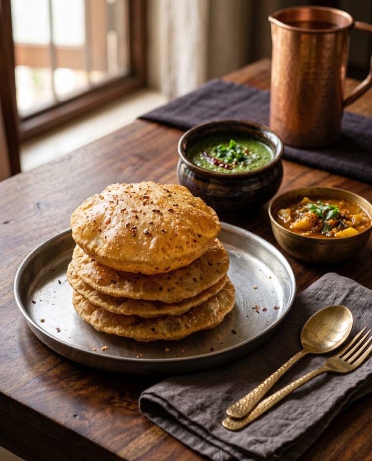 Bedmi Puri, a Uttar Pradesh dish, 248 kcal per serving