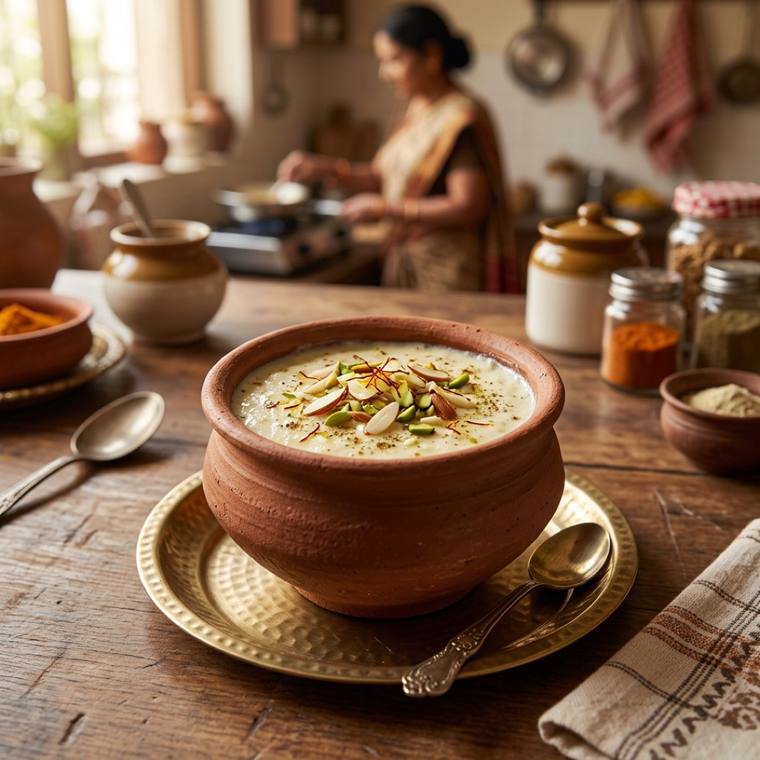 Phirni, a Uttar Pradesh dish, 290 kcal per serving